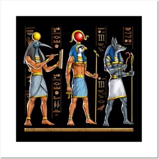 Egyptian Gods Anubis Thoth and Horus Posters and Art